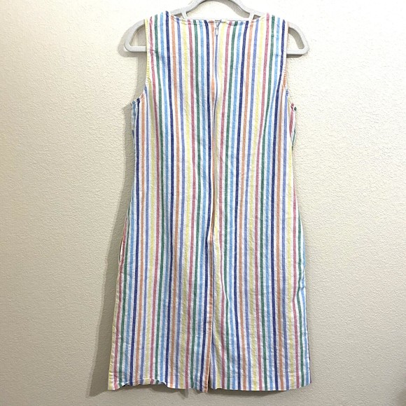 Talbots Womens Dress Size 10 Linen Blend Sleeveless Midi Stripes Multicolor - Picture 2 of 8